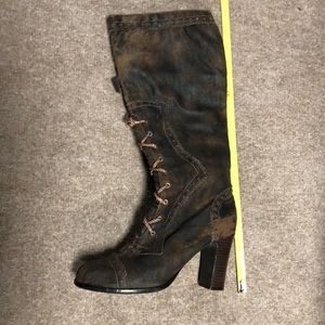 kneehigh steampunk oilcloth-look boots